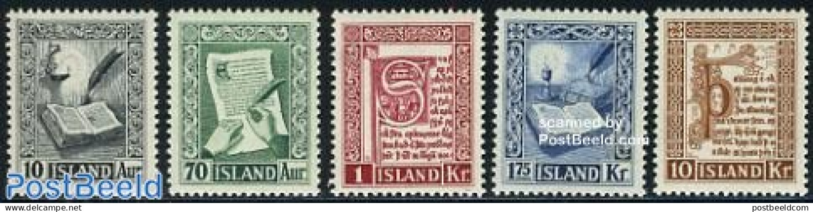 Iceland 1953 Old Manuscripts 5v, Mint NH, Art - Books - Handwriting And Autographs - Unused Stamps