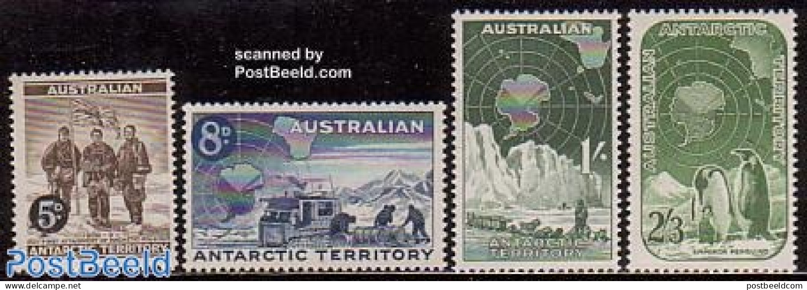 Australian Antarctic Territory 1959 Definitives 4v, Mint NH, History - Nature - Science - Explorers - Birds - Dogs - P.. - Explorers