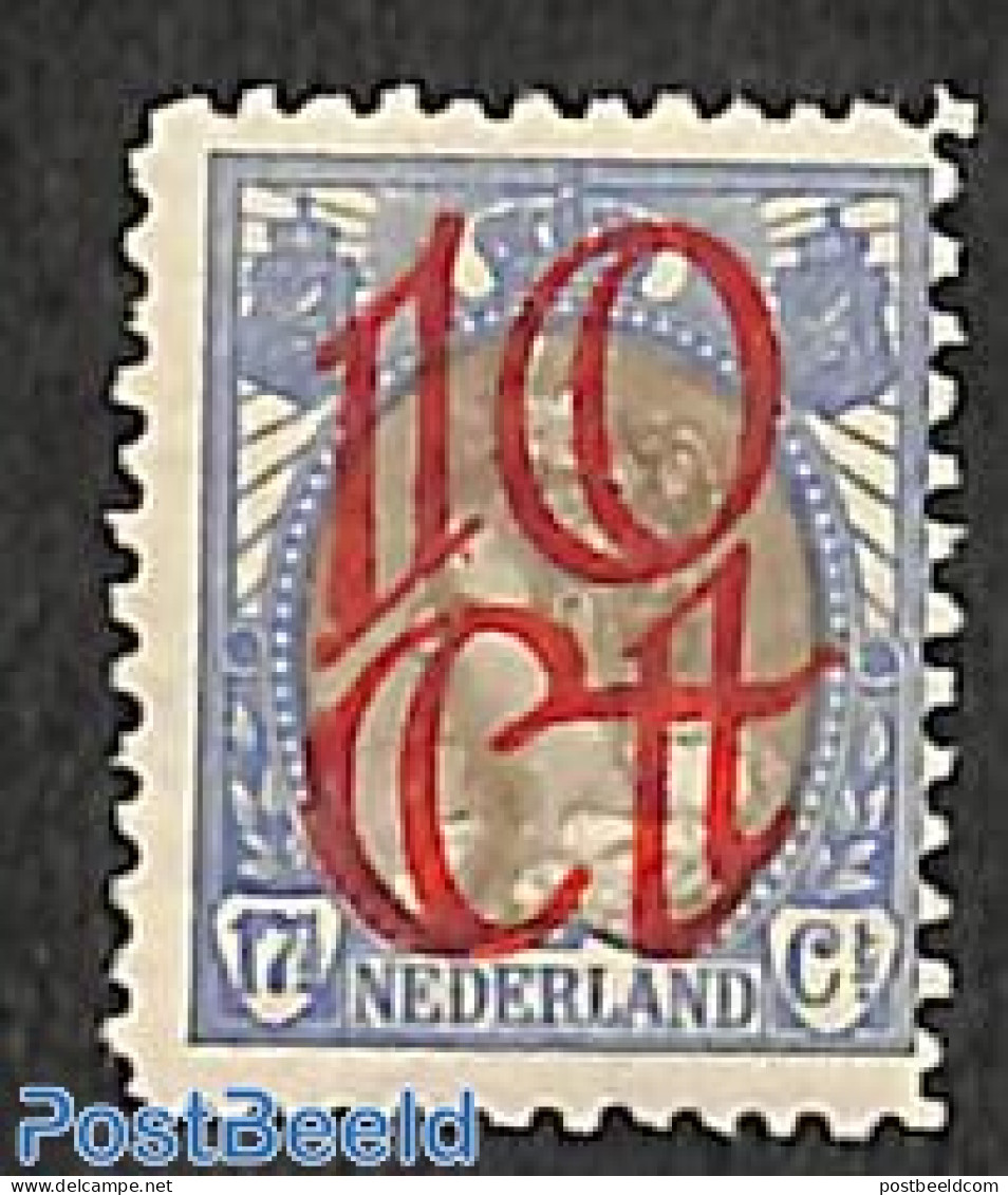 Netherlands 1923 10 On 17.5c, Perf. 11.5:11, Stamp Out Of Set, Mint NH - Ungebraucht