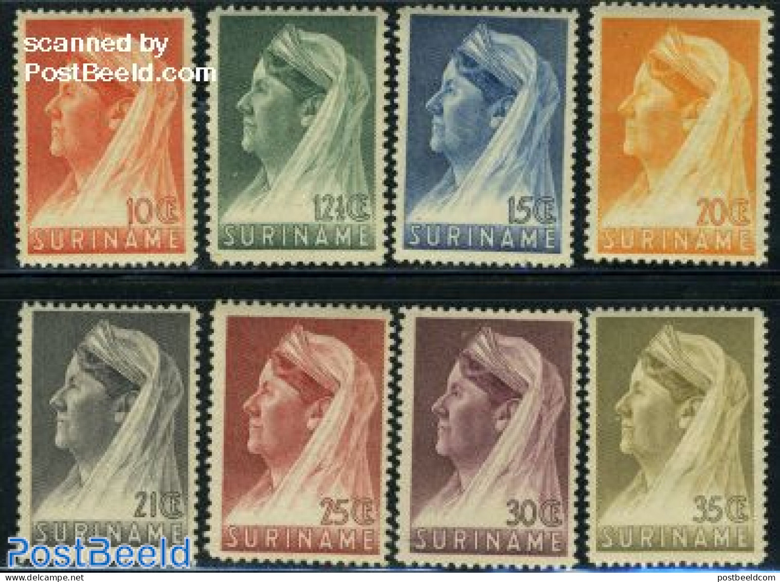 Suriname, Colony 1936 Definitives 8v, Mint NH, History - Kings & Queens (Royalty) - Koniklijke Families
