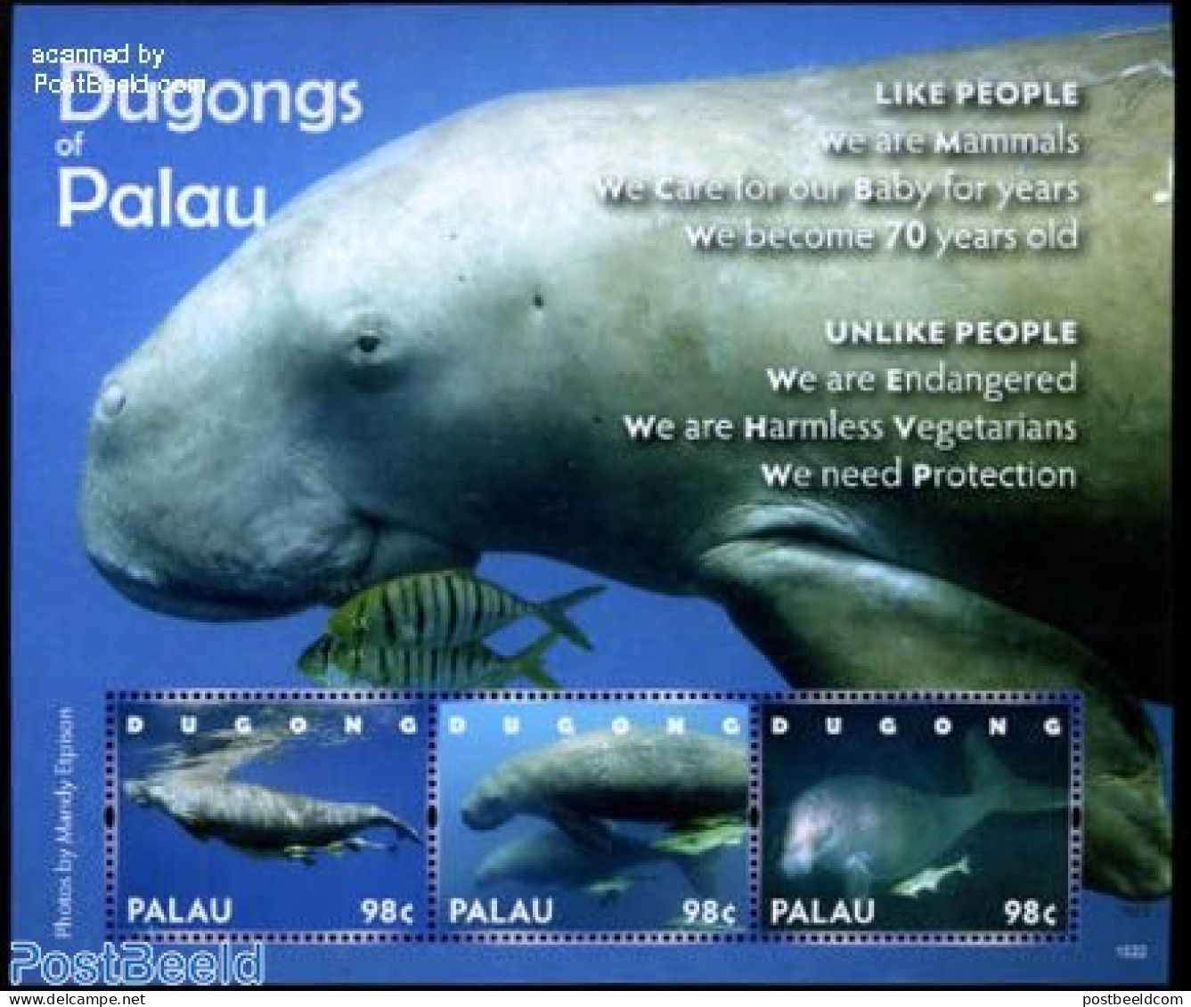 Palau 2010 Dugongs Of Palau 3v M/s, Mint NH, Nature - Fish - Sea Mammals - Poissons