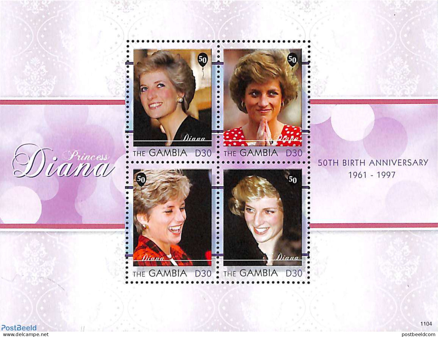 Gambia 2011 Princess Diana 4v M/s, Mint NH, History - Charles & Diana - Kings & Queens (Royalty) - Königshäuser, Adel