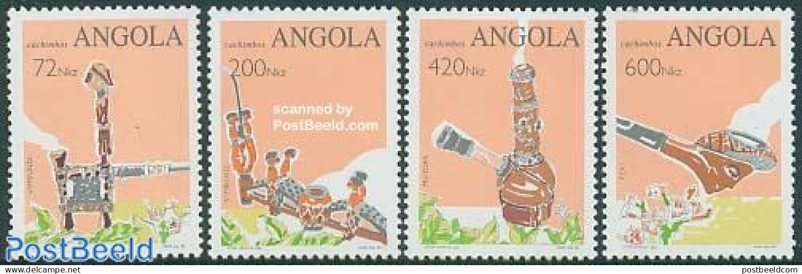 Angola 1993 Pipes 4v, Mint NH, Health - Smoking & Tobacco - Art - Art & Antique Objects - Tabak