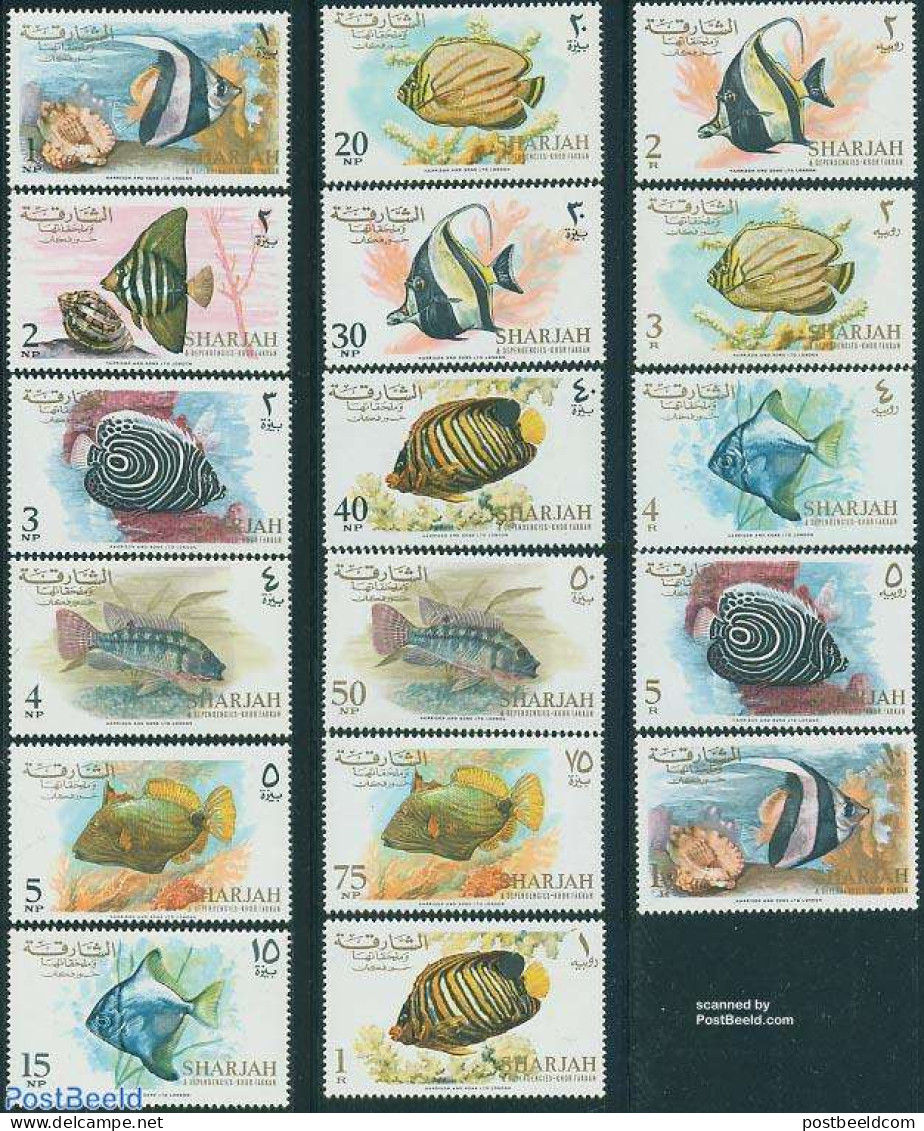 Sharjah 1966 Marine Life 17v, Mint NH, Nature - Fish - Shells & Crustaceans - Vissen