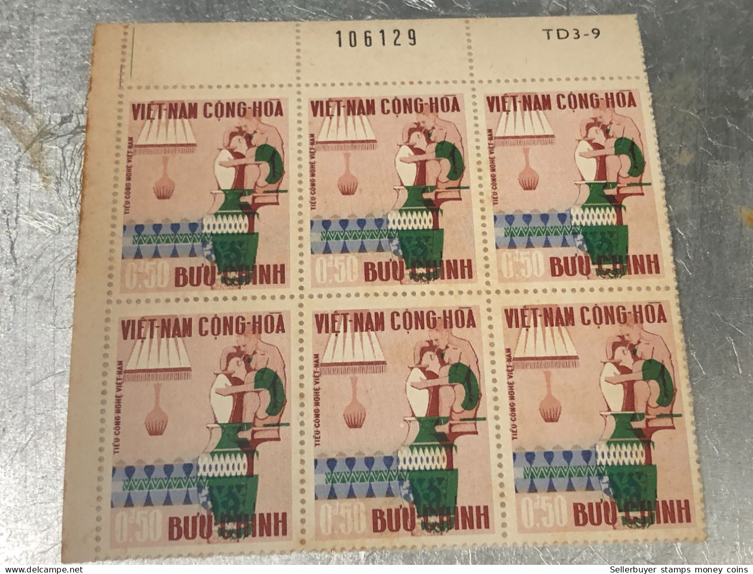 SOUTH VIETNAM Stamps(1967-ARTISANAT-3d00) PRINT ERROR(ASKEW)BLOCK 6-vyre Rare - Viêt-Nam