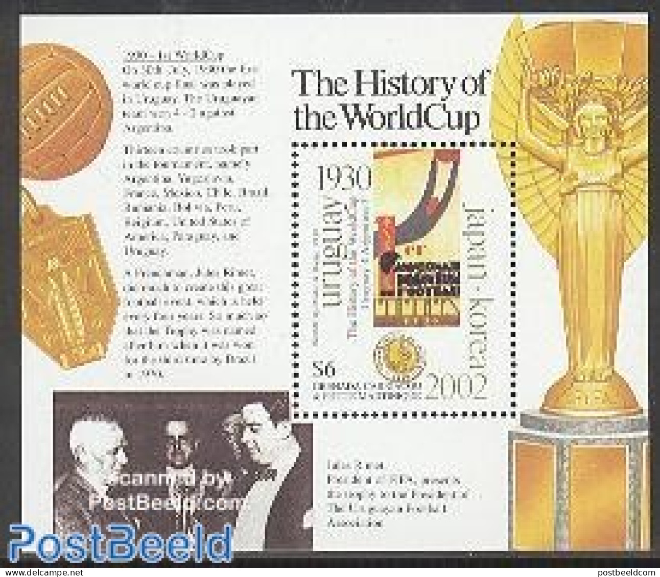 Grenada Grenadines 2001 World Cup Football History S/s, Uruguay 1930, Mint NH, Sport - Football - Grenade (1974-...)