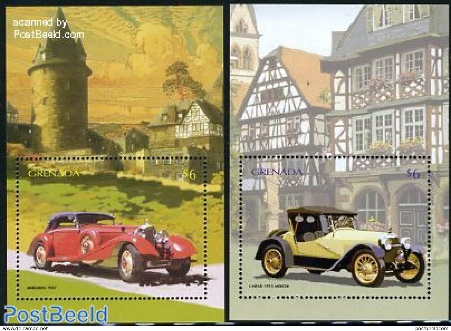 Grenada 1996 Antique Cars 2 S/s, Mint NH, Transport - Automobiles - Cars