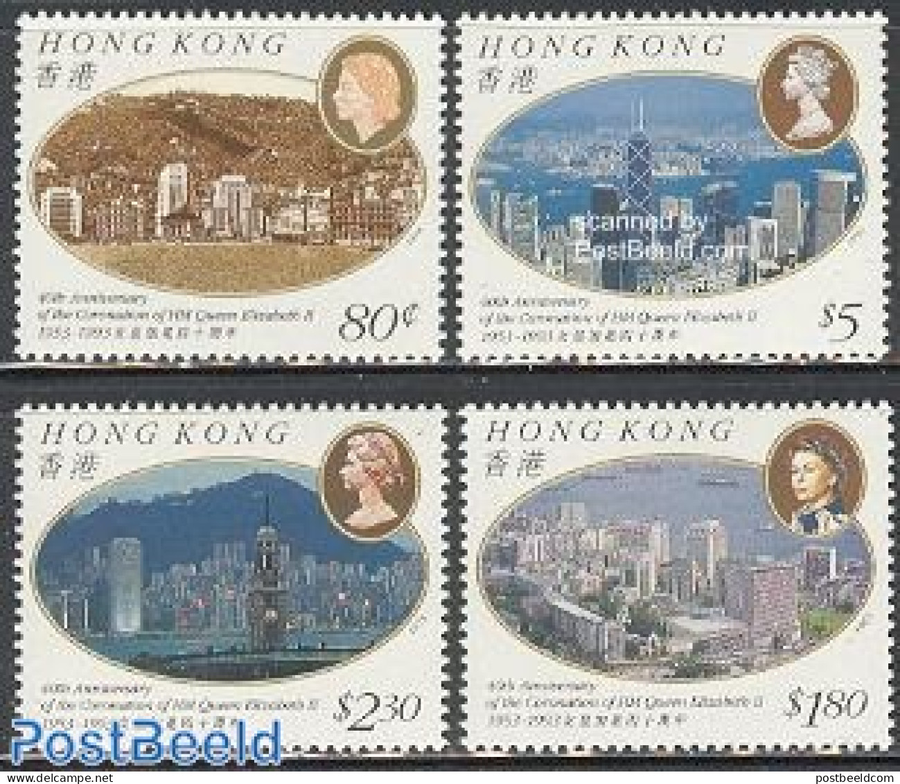 Hong Kong 1993 Coronation Anniversary 4v, Mint NH, History - Kings & Queens (Royalty) - Art - Modern Architecture - Unused Stamps