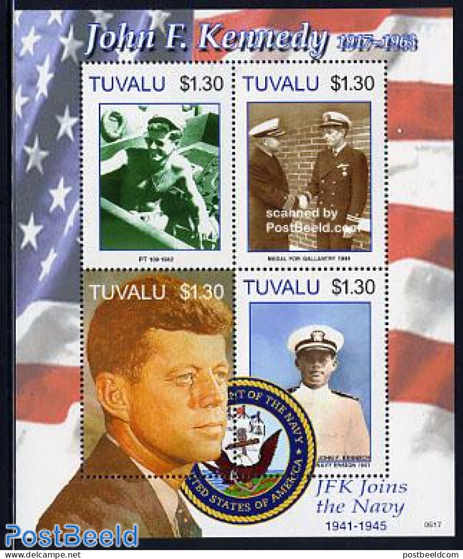 Tuvalu 2006 J.F. Kennedy 4v M/s, Mint NH, History - Transport - Various - American Presidents - Ships And Boats - Unif.. - Boten