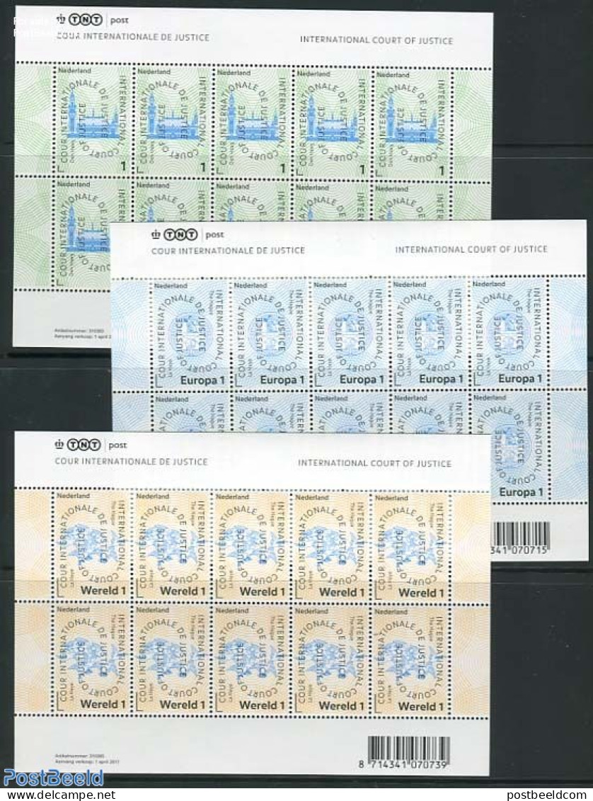 Netherlands 2011 On Service, International Court Of Justice 3 M/s, Mint NH, Various - Justice - Other & Unclassified