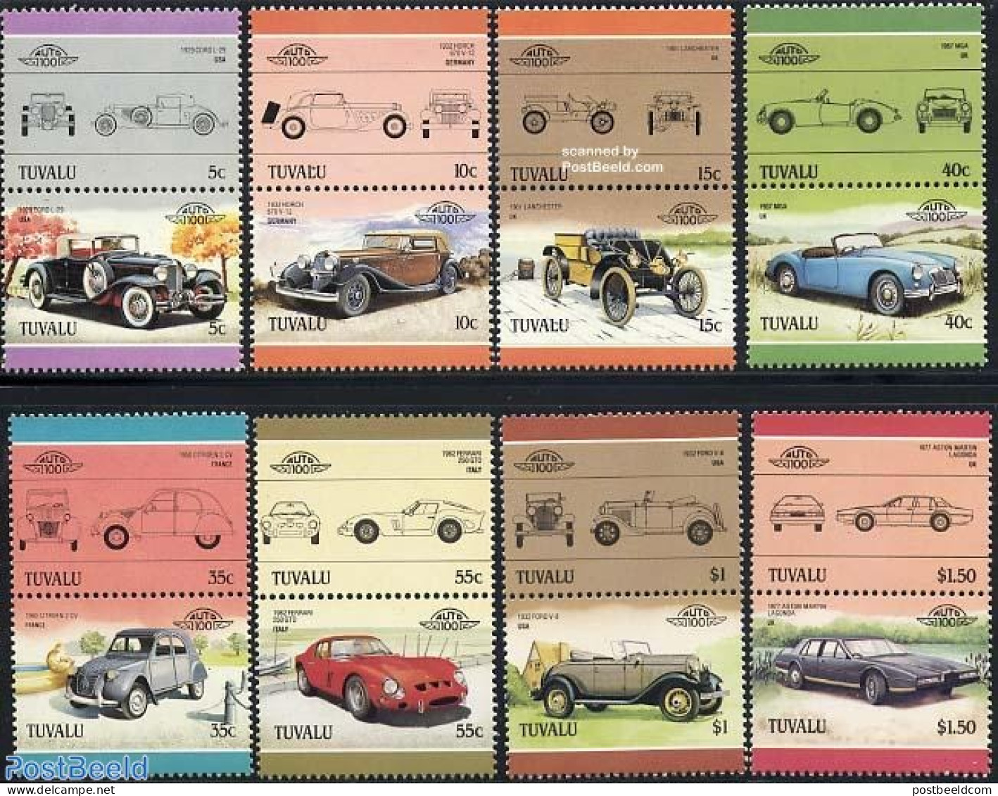 Tuvalu 1985 Automobiles 8x2v [:], Mint NH, Transport - Automobiles - Voitures