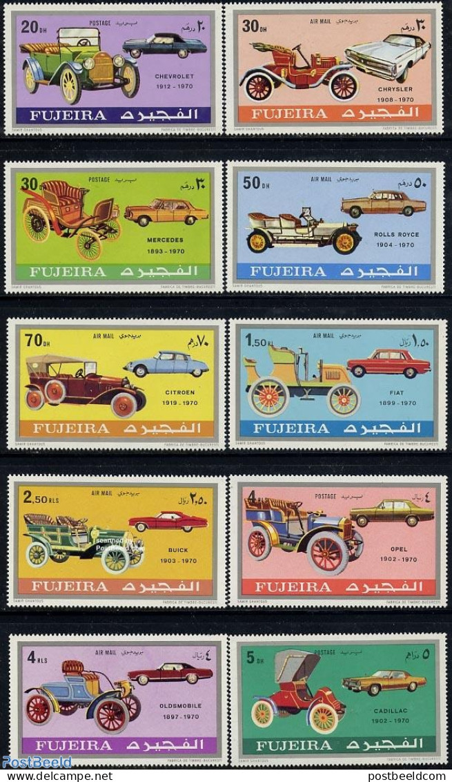 Fujeira 1971 Automobiles 10v, Mint NH, Transport - Automobiles - Coches
