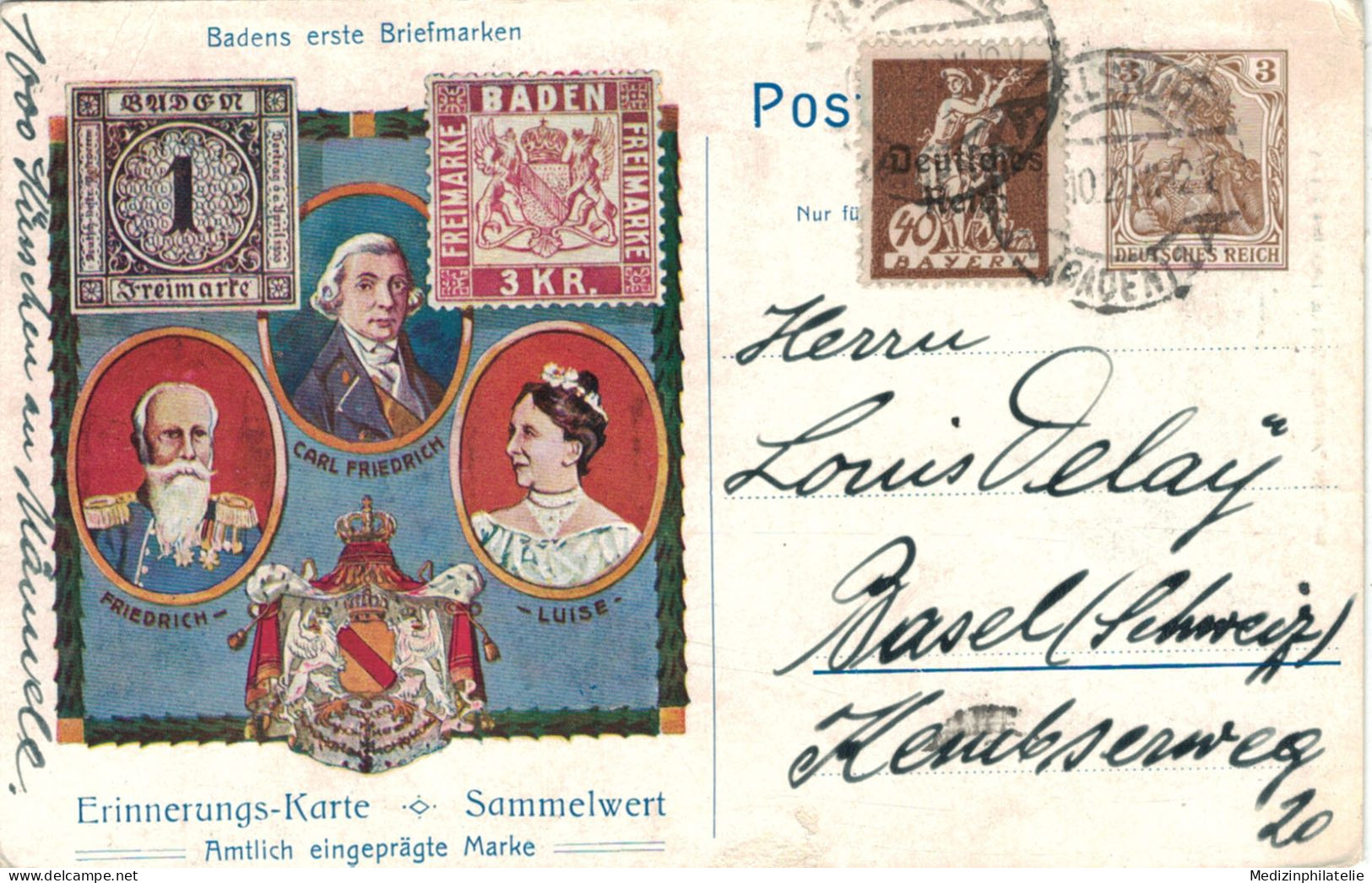 Ganzsache - Karlsruhe 1912 > Basel - Cartoline