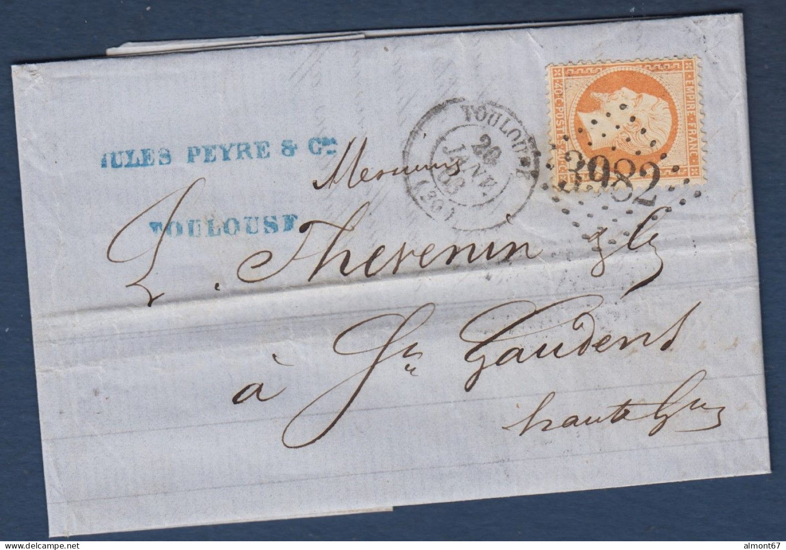 Napoléon N° 23 Oblit GC 3982 Sur Lettre De Toulouse - 1849-1876: Période Classique
