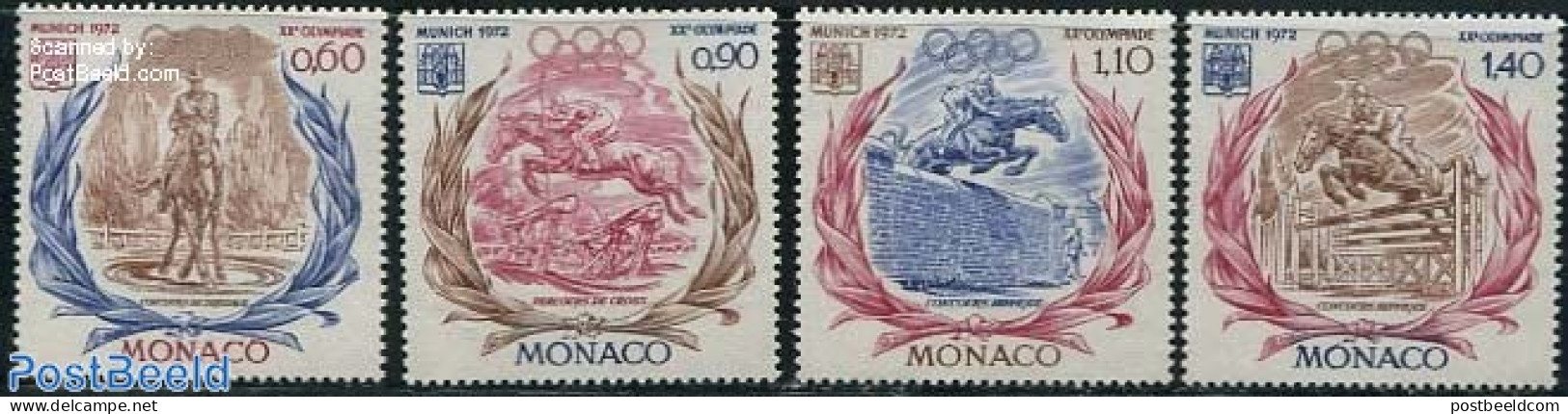 Monaco 1972 Olympic Games Munich 4v, Mint NH, Nature - Sport - Horses - Olympic Games - Sport (other And Mixed) - Ungebraucht