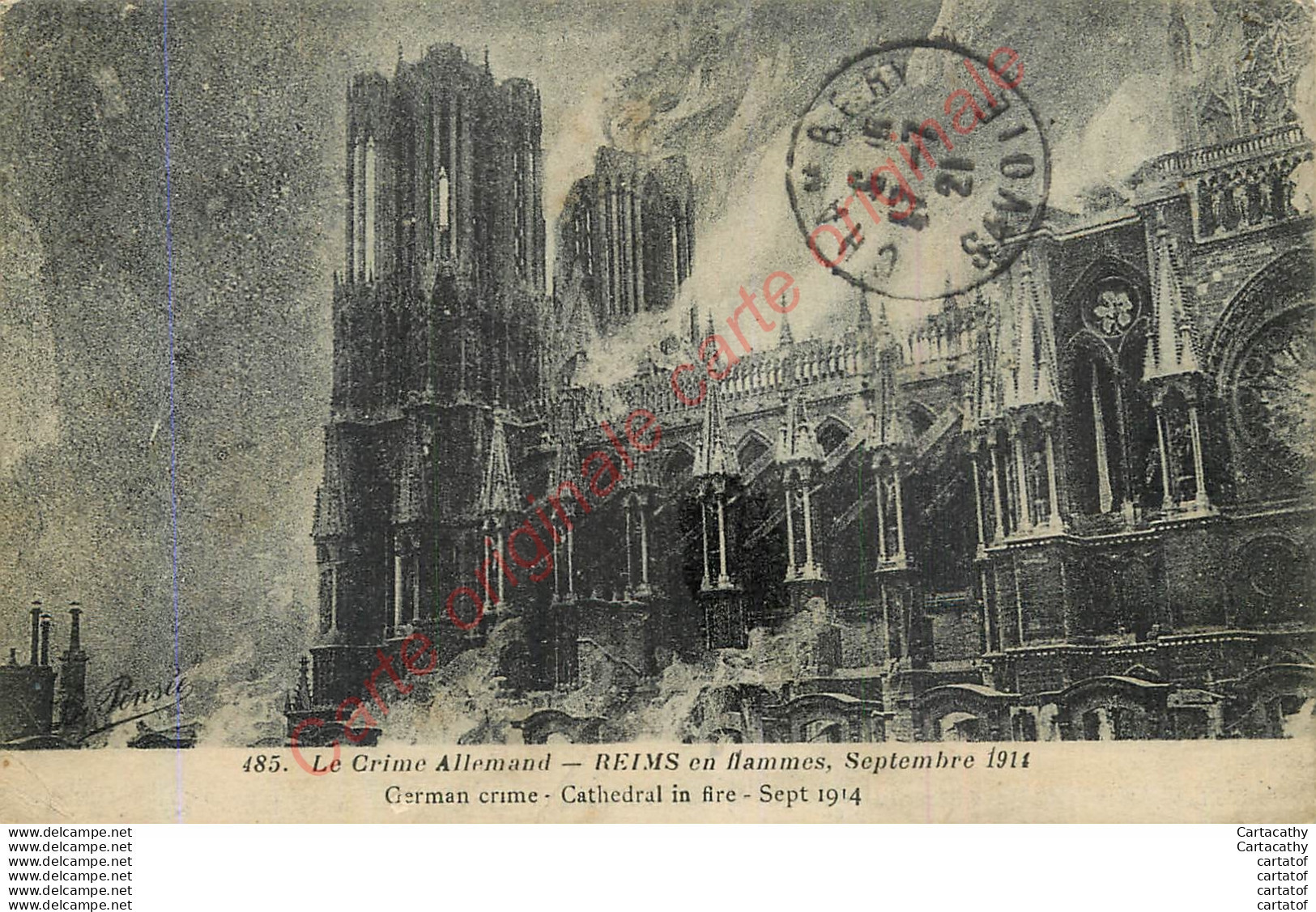 51. Le Crime Allemand .  REIMS En Flammes . Septembre 1914 .  GUERRE . - Reims