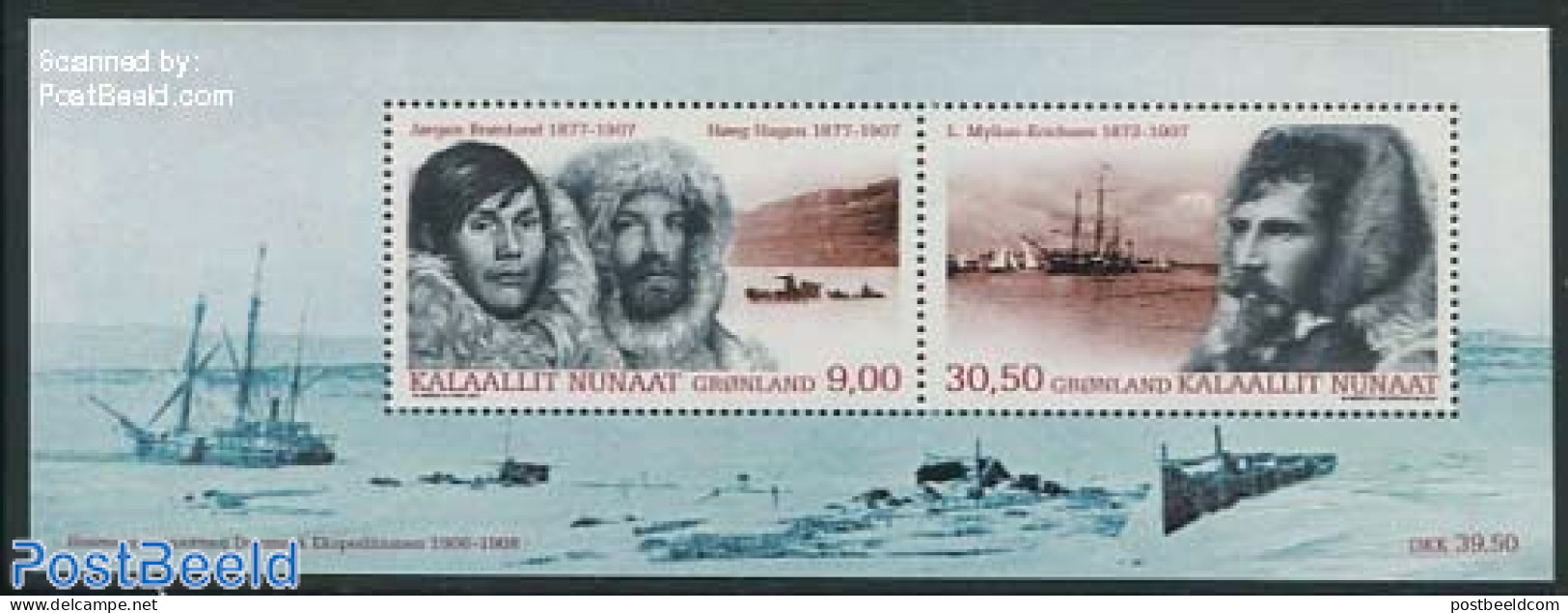 Greenland 2014 Expeditions 1906-1908 S/s, Mint NH, History - Nature - Science - Transport - Explorers - Dogs - The Arc.. - Nuevos