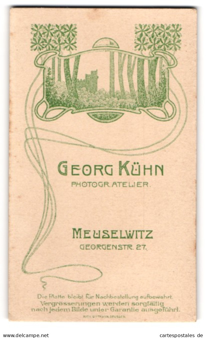 Fotografie Georg Kühn, Meuselwitz, Georgenstrasse 27, Rückseitige Ansicht, Vorderseitig: Junge Frau Im Karierten Kle  - Personas Anónimos