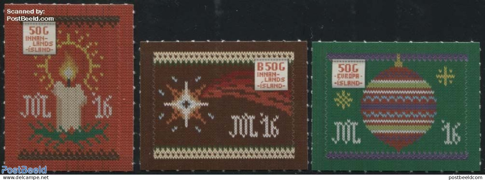 Iceland 2016 Christmas 3v S-a, Mint NH, Religion - Various - Christmas - Textiles - Ungebraucht