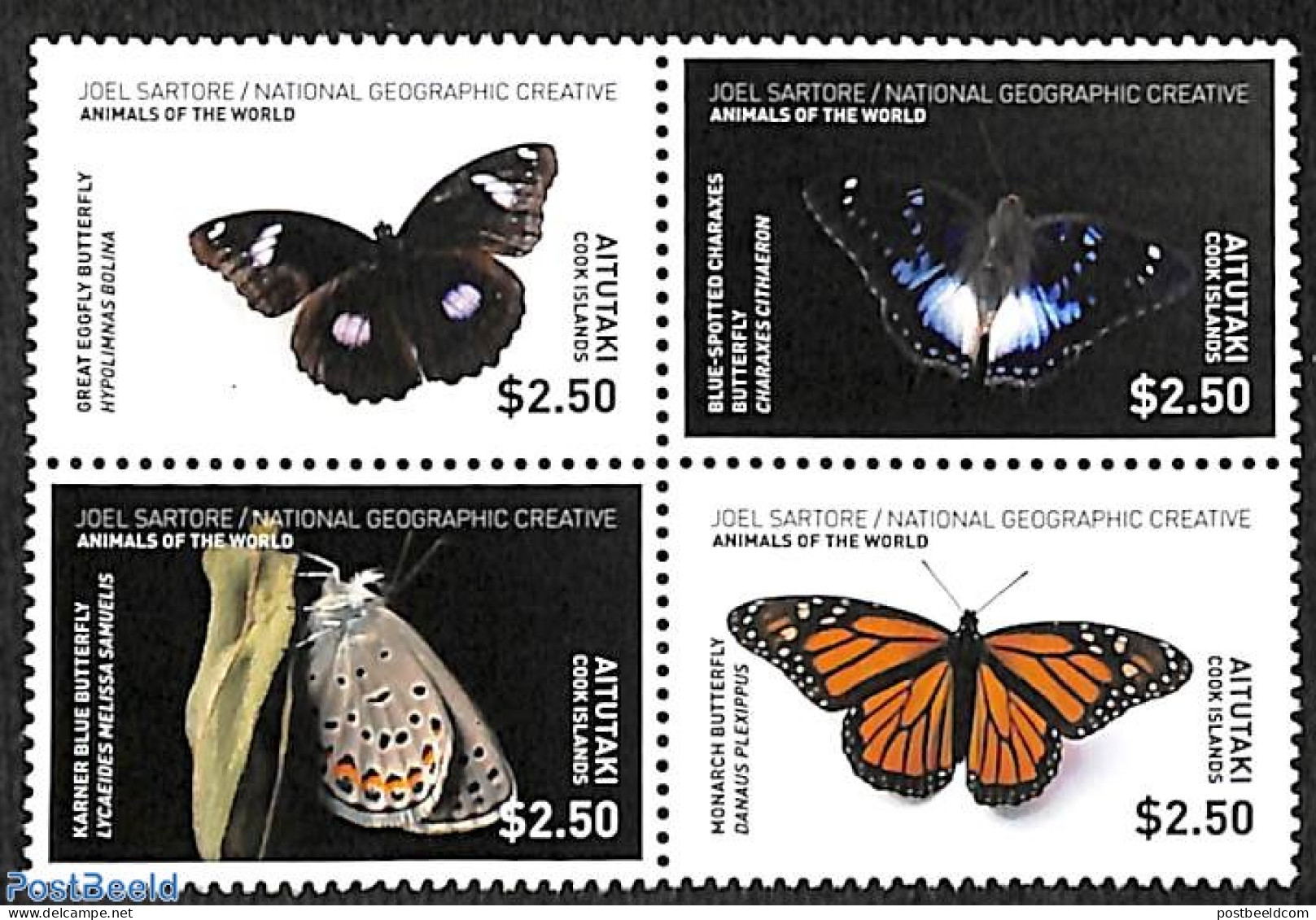 Aitutaki 2017 Butterflies 4v [+], Mint NH, Nature - Butterflies - Aitutaki