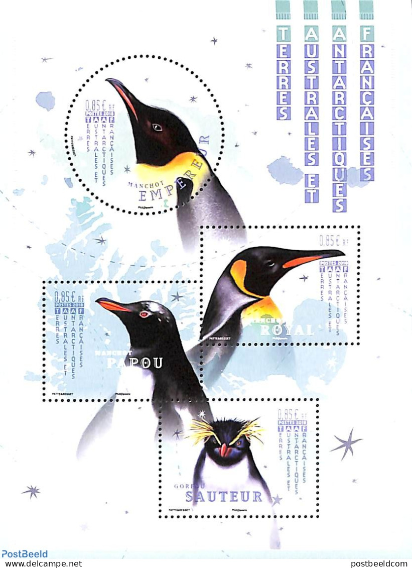 French Antarctic Territory 2018 Empereur Penguin S/s, Mint NH, Nature - Birds - Penguins - Ungebraucht