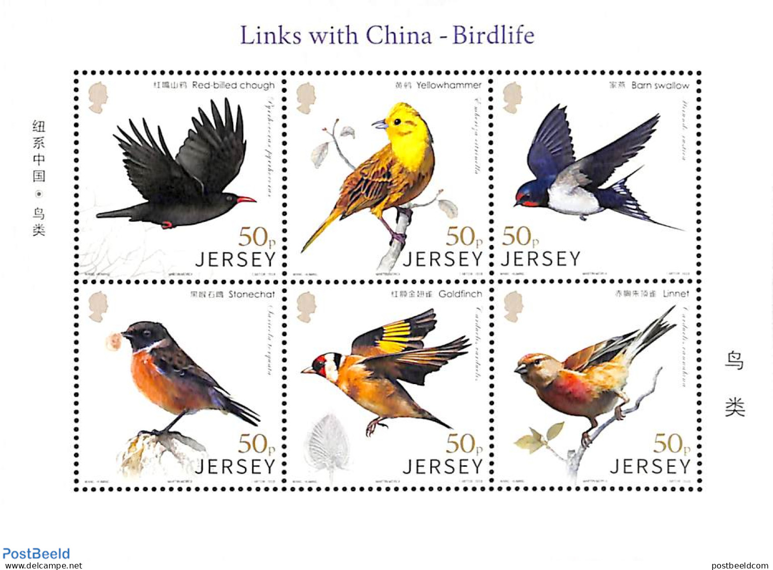 Jersey 2018 Birdlife 6v M/s, Mint NH, Nature - Birds - Jersey