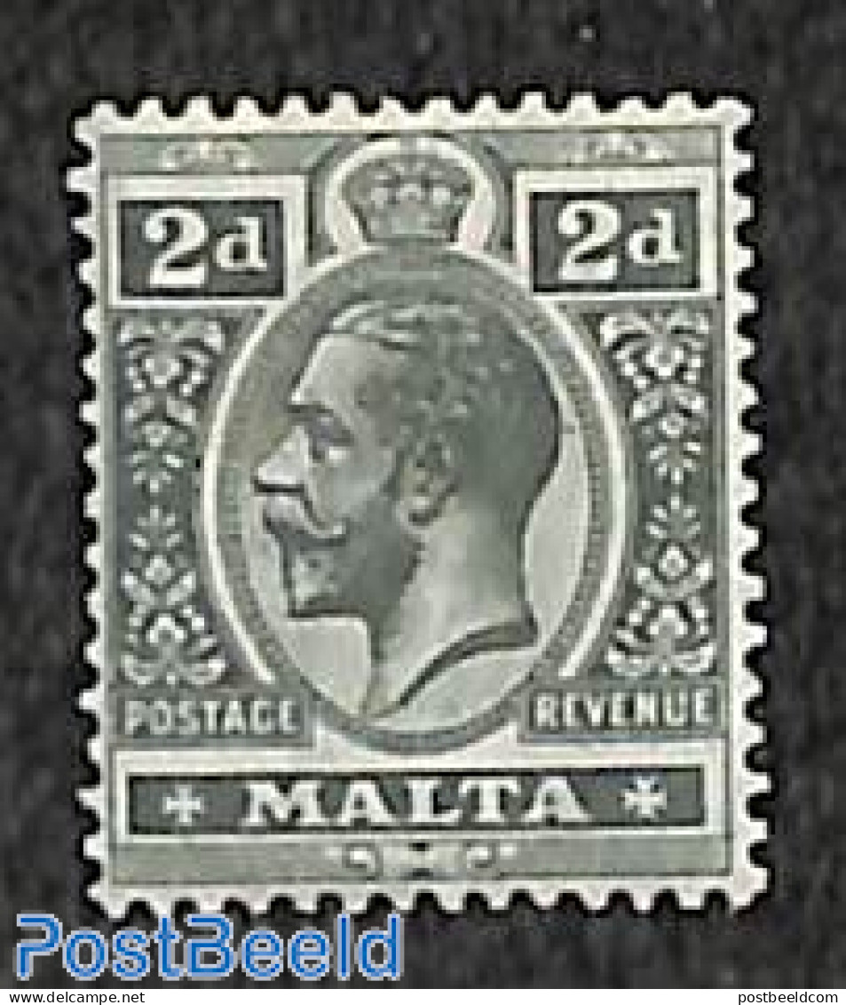 Malta 1914 2d, Darkgrey, Stamp Out Of Set, Unused (hinged) - Malta