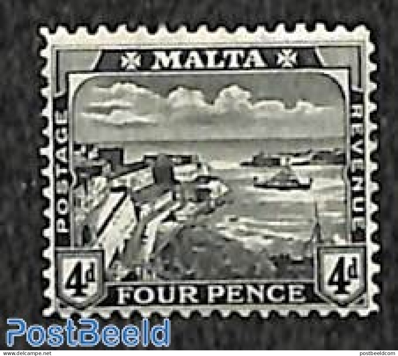 Malta 1914 4d Blackgrey, Stamp Out Of Set, Unused (hinged) - Malte