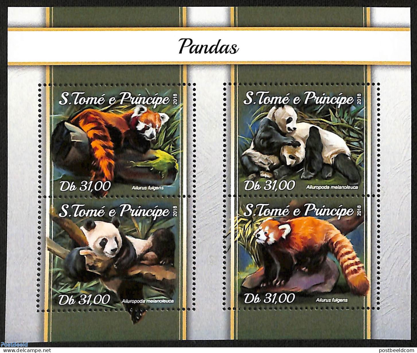 Sao Tome/Principe 2018 Pandas, Mint NH, Nature - Pandas - São Tomé Und Príncipe