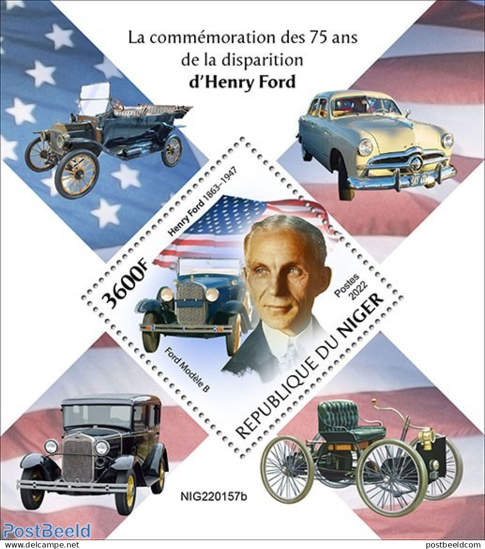 Niger 2022 75th Memorial Anniversary Of Henry Ford, Mint NH, Transport - Automobiles - Cars