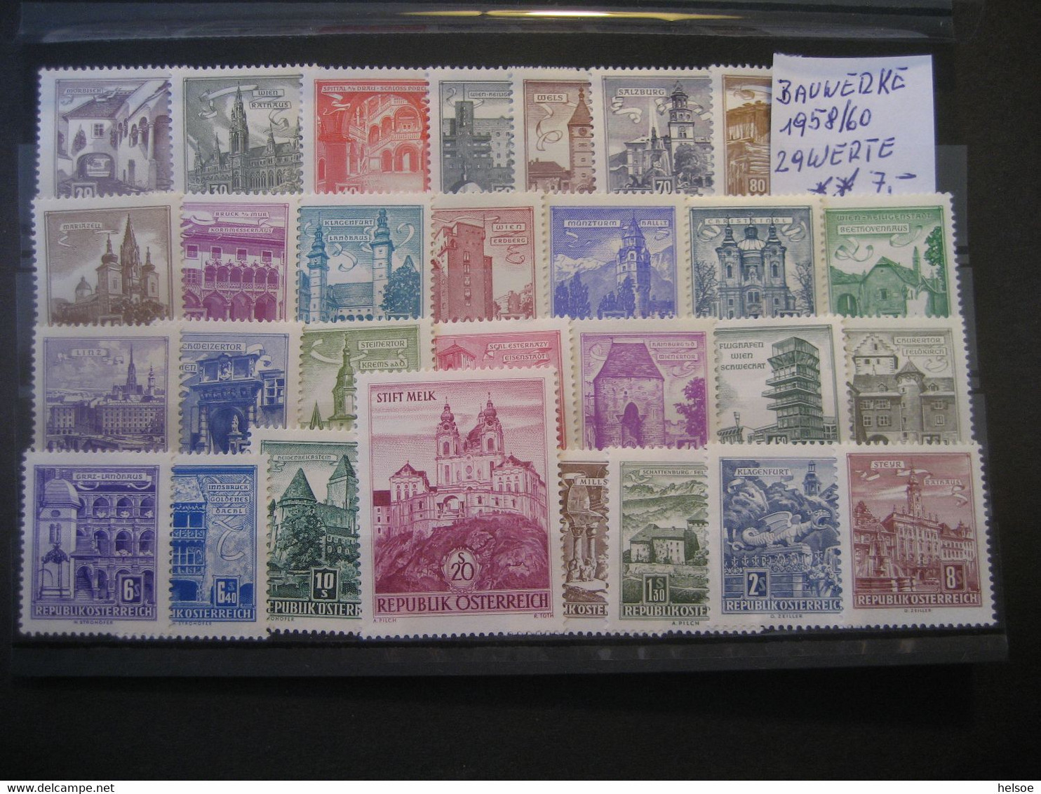 Österreich 1957-70- Freimarke Bauwerke, Ganzer Satz Mit 25 Werten Und 4 Ergänzungswerten Ungebraucht - Unused Stamps