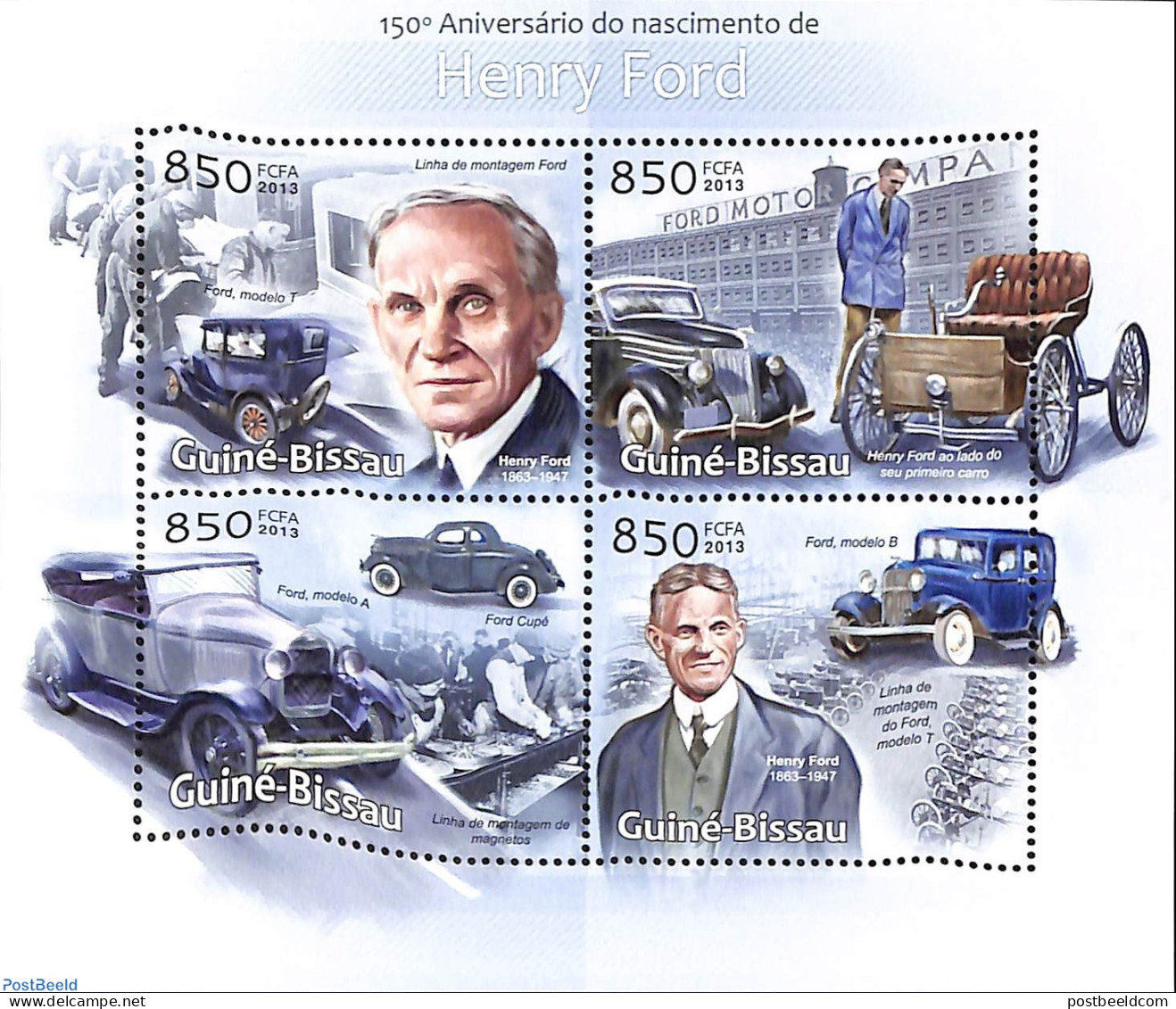 Guinea Bissau 2013 150th Anniversary Of Henri Ford, Mint NH, Transport - Automobiles - Autos