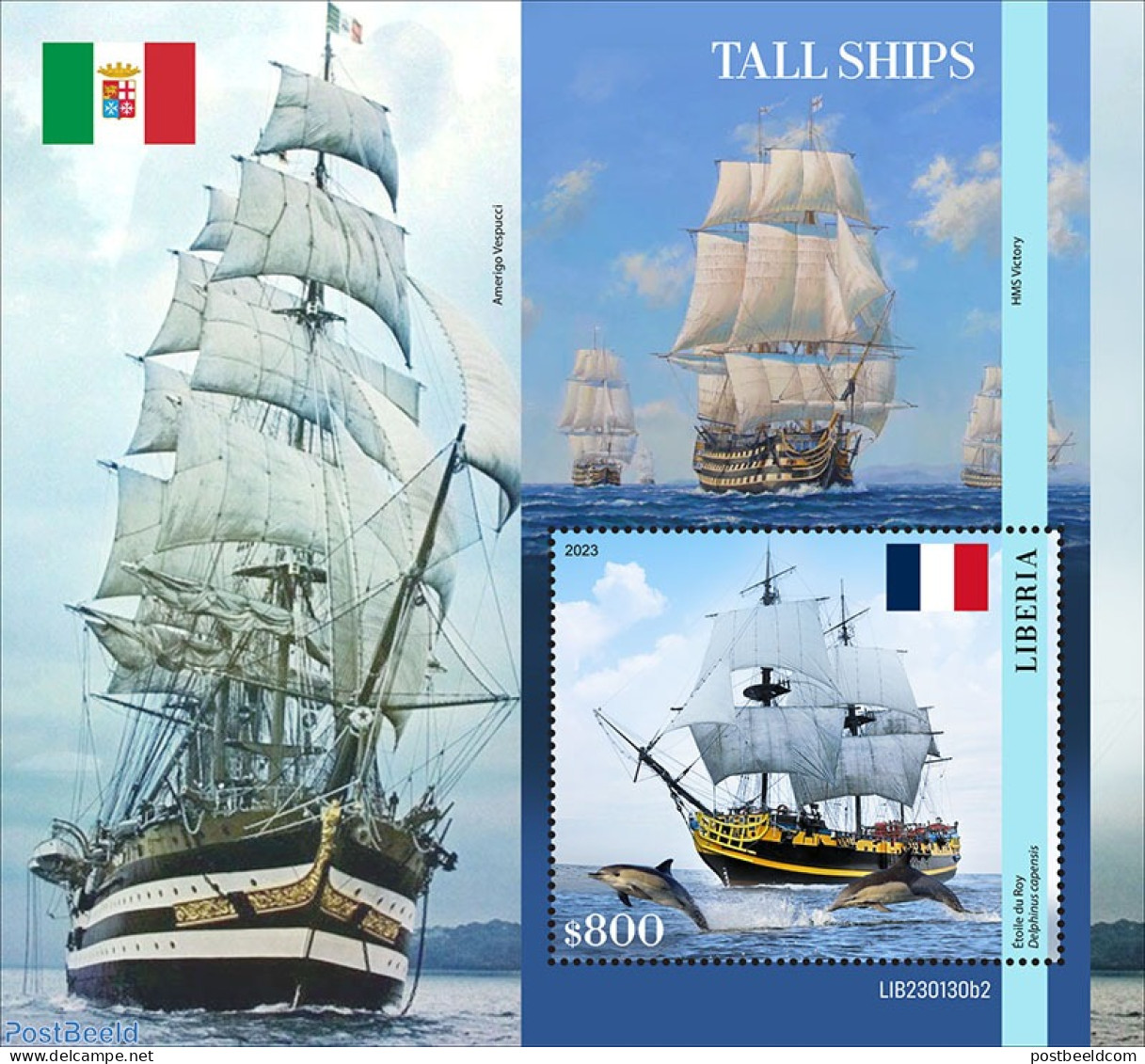 Liberia 2023 Tall Ships , Mint NH, Nature - Transport - Sea Mammals - Ships And Boats - Bateaux