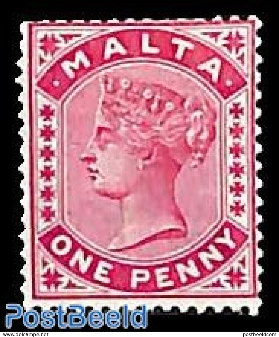 Malta 1885 1p, Rosa, Stamp Out Of Set, Unused (hinged) - Malte