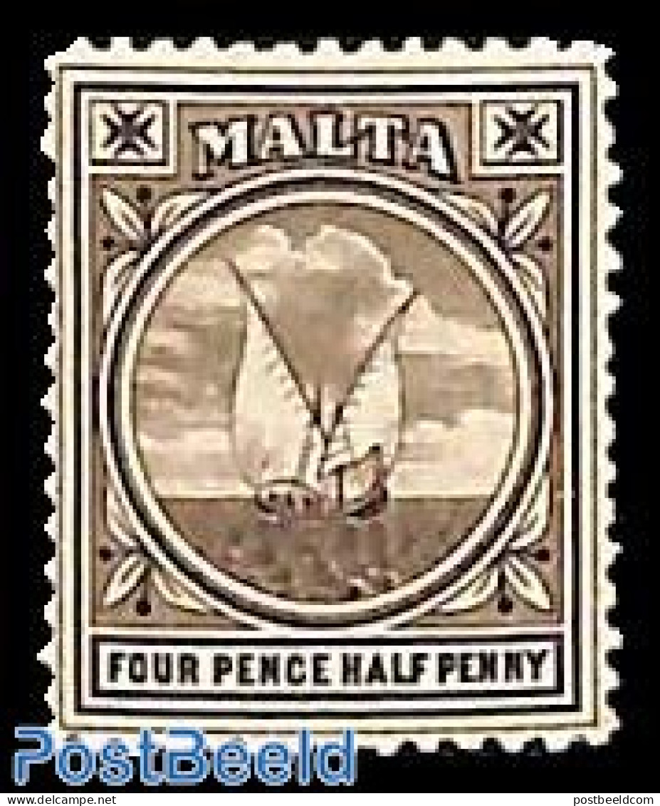 Malta 1899 4.5p, Stamp Out Of Set, Unused (hinged), Transport - Ships And Boats - Schiffe