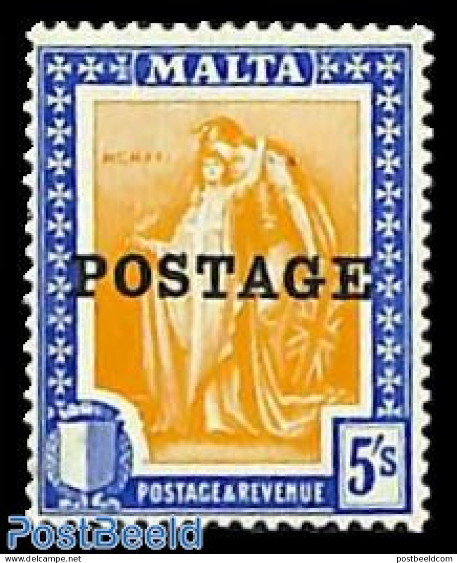 Malta 1926 5s, Stamp Out Of Set, Unused (hinged) - Malte