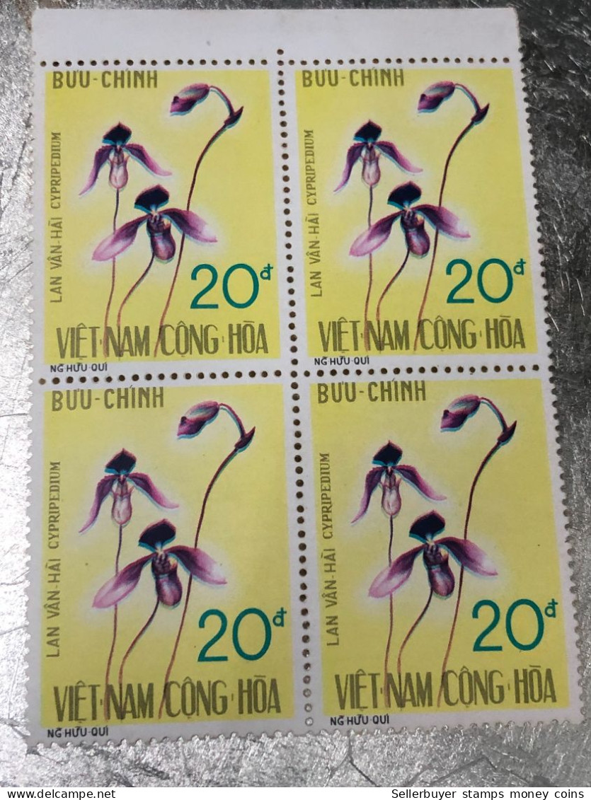 SOUTH VIETNAM Stamps(1974-ORCHIDEES 20D00) PRINT ERROR(color)BLOCK 4-vyre Rare - Vietnam