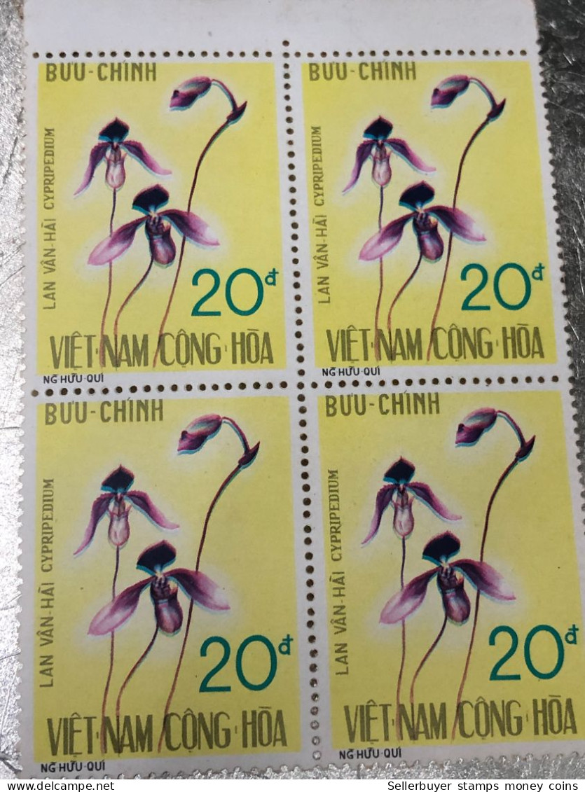 SOUTH VIETNAM Stamps(1974-ORCHIDEES 20D00) PRINT ERROR(color)BLOCK 4-vyre Rare - Vietnam