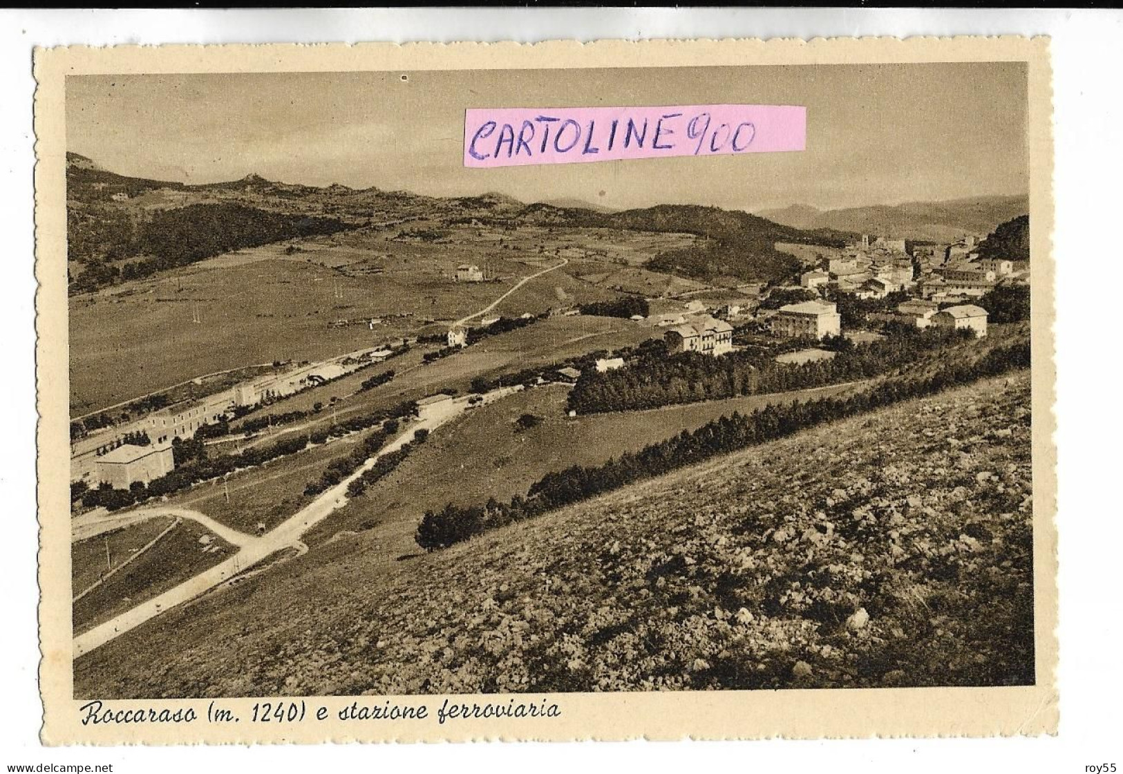 Abruzzo L'aquila Roccaraso Stazione Ferroviaria Veduta Panoramica Dall'alto Anni 40 - Stazioni Senza Treni