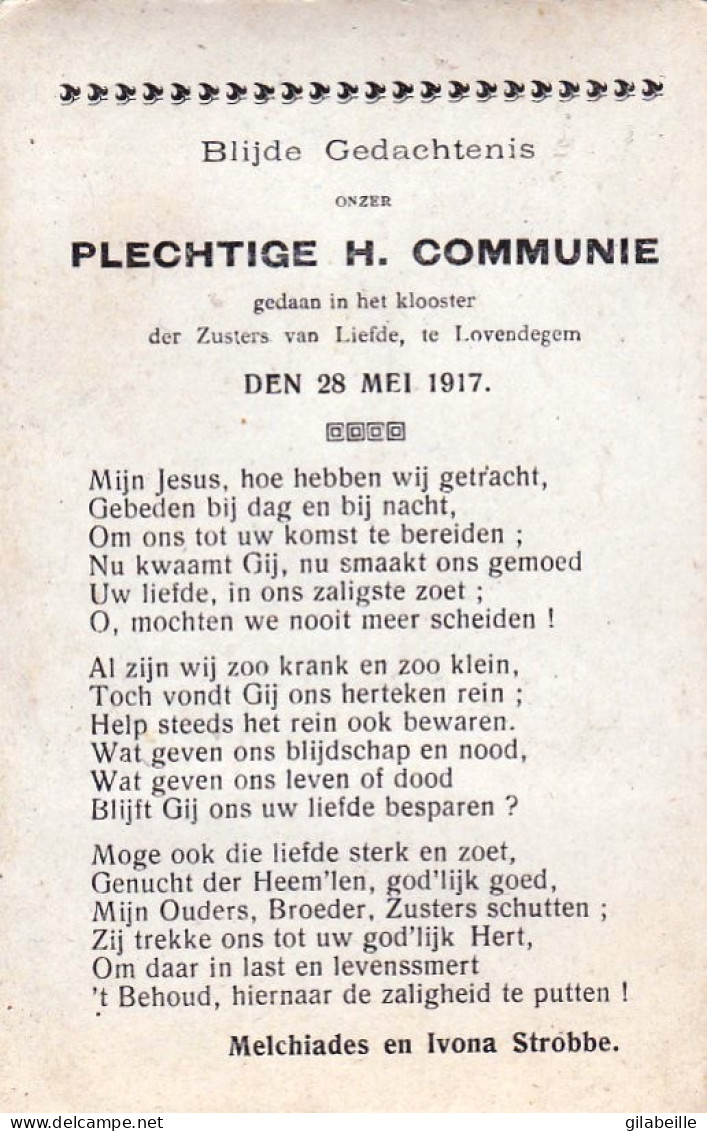 LIEVEGEM ( Lovendegem )  - Foto Kaart - Plechtige H Communie - Den 28 Mei 1917 - Lovendegem
