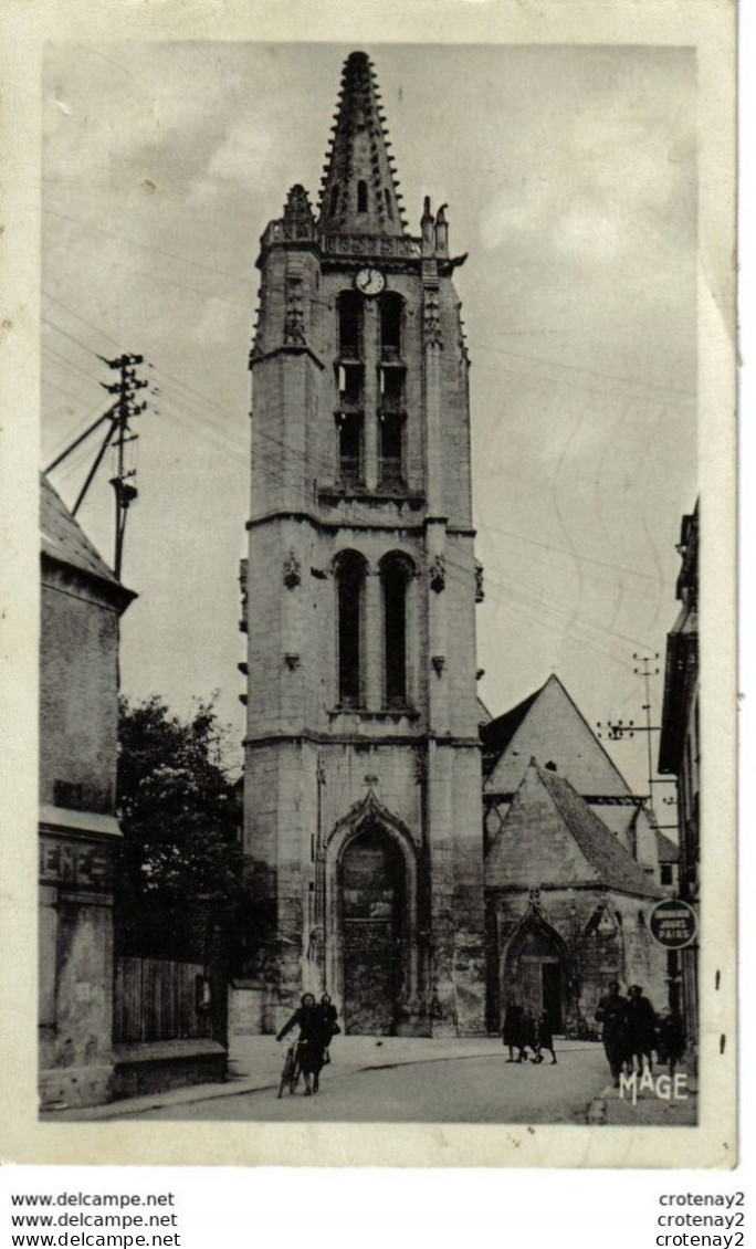 60 CREIL N°16 Eglise St Médard Animée VOIR ZOOM Femme Vélo En 1952 édit G. Réant MAGE - Creil