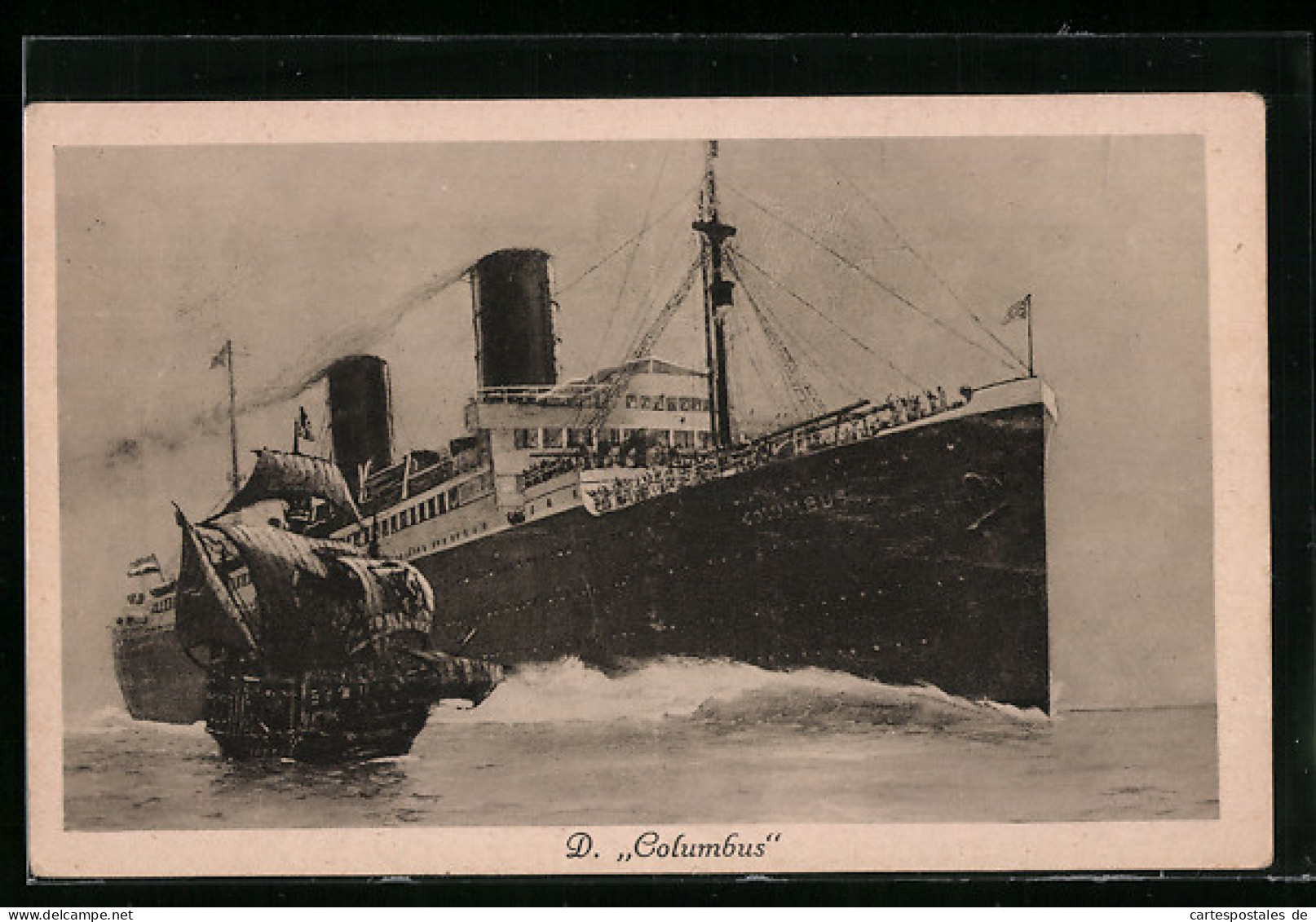 AK Bremen, Passagierschiff D. Columbus Mit Karawelle Santa Maria, Norddeutscher Lloyd  - Piroscafi