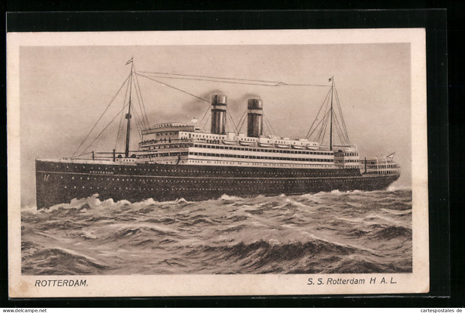 Künstler-AK Passagierschiff SS Rotterdam Auf See  - Passagiersschepen