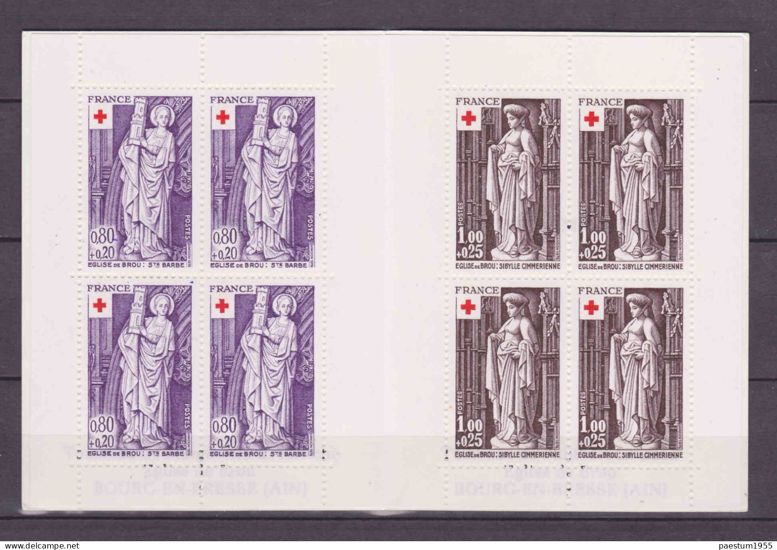 Carnet France Neuf** MNH 1976 Croix-Rouge Française N° 2025 Eglise De BROU - Red Cross