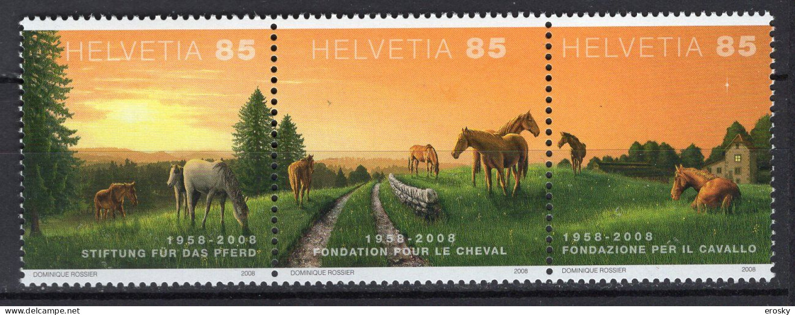 T3517 - SUISSE SWITZERLAND Yv N°1970/72 ** Chevaux - Unused Stamps