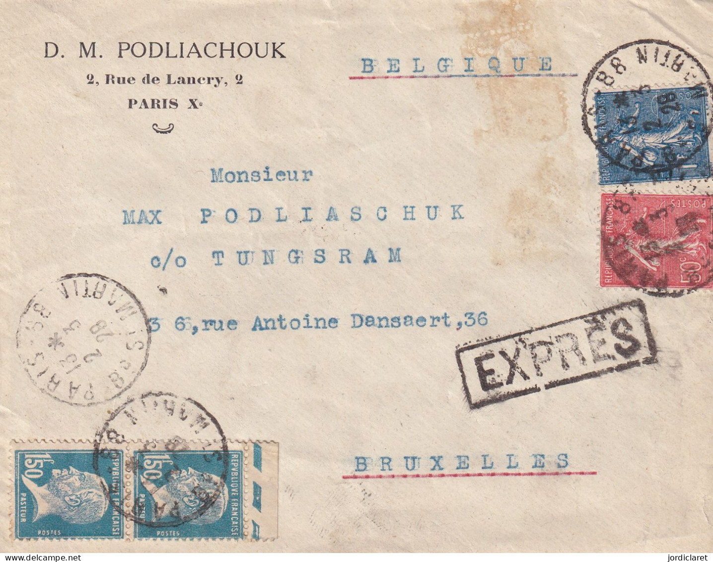 LETTRE 1928  EXPRES - Storia Postale