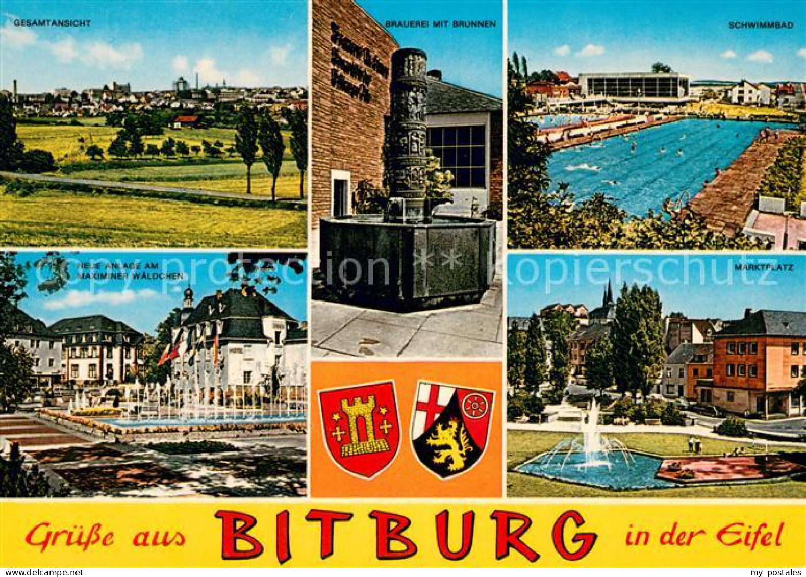 73615720 Bitburg Panorama Brauerei Mit Brunnen Schwimmbad Neue Anlage Am Maximin - Bitburg