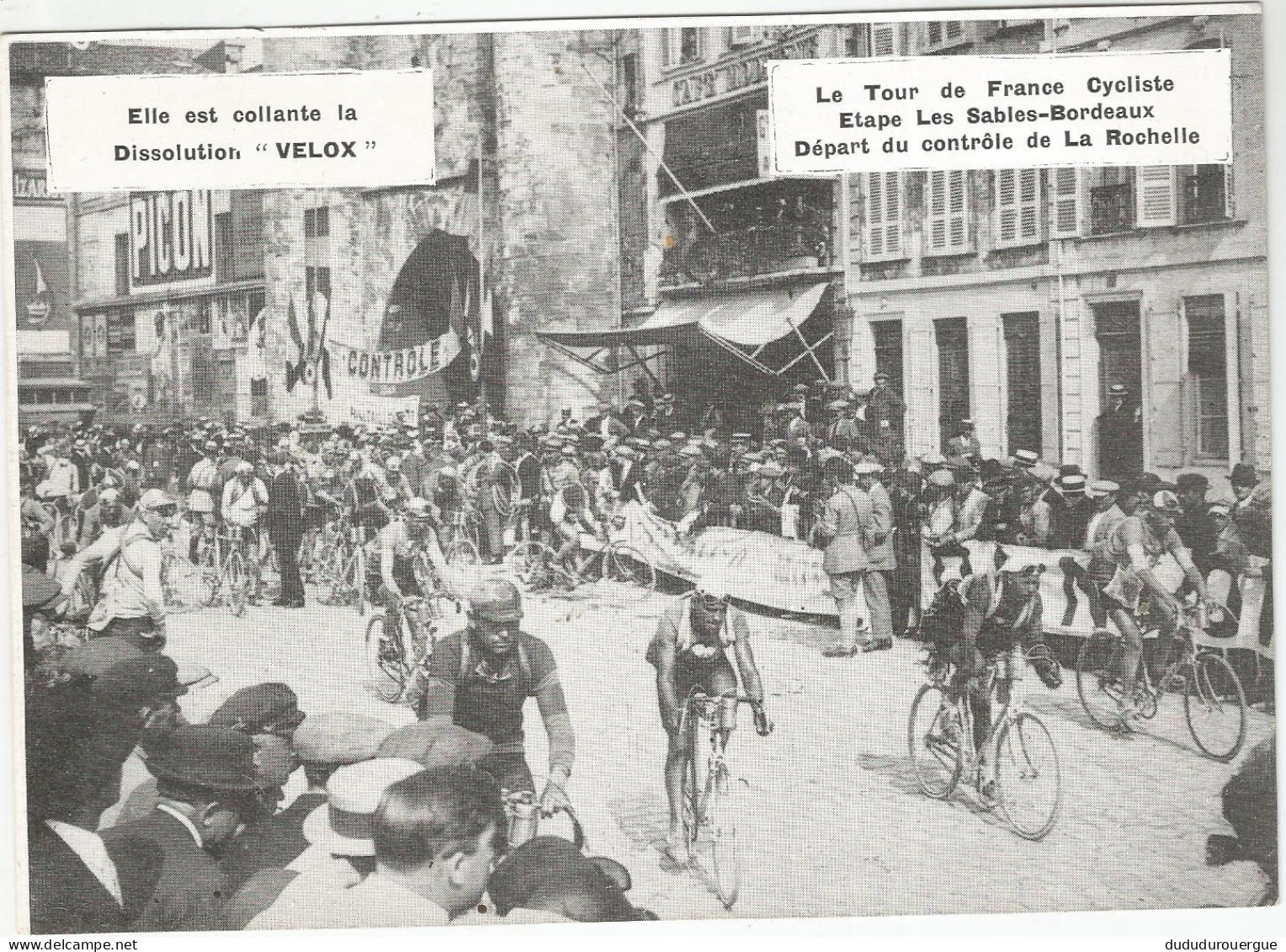 CYCLISME , TOUR DE FRANCE 1925 OU 26 :  ETAPE LES SABLES BORDEAUX , DEPART DU CONTROLE DE LA ROCHELLE - Cycling