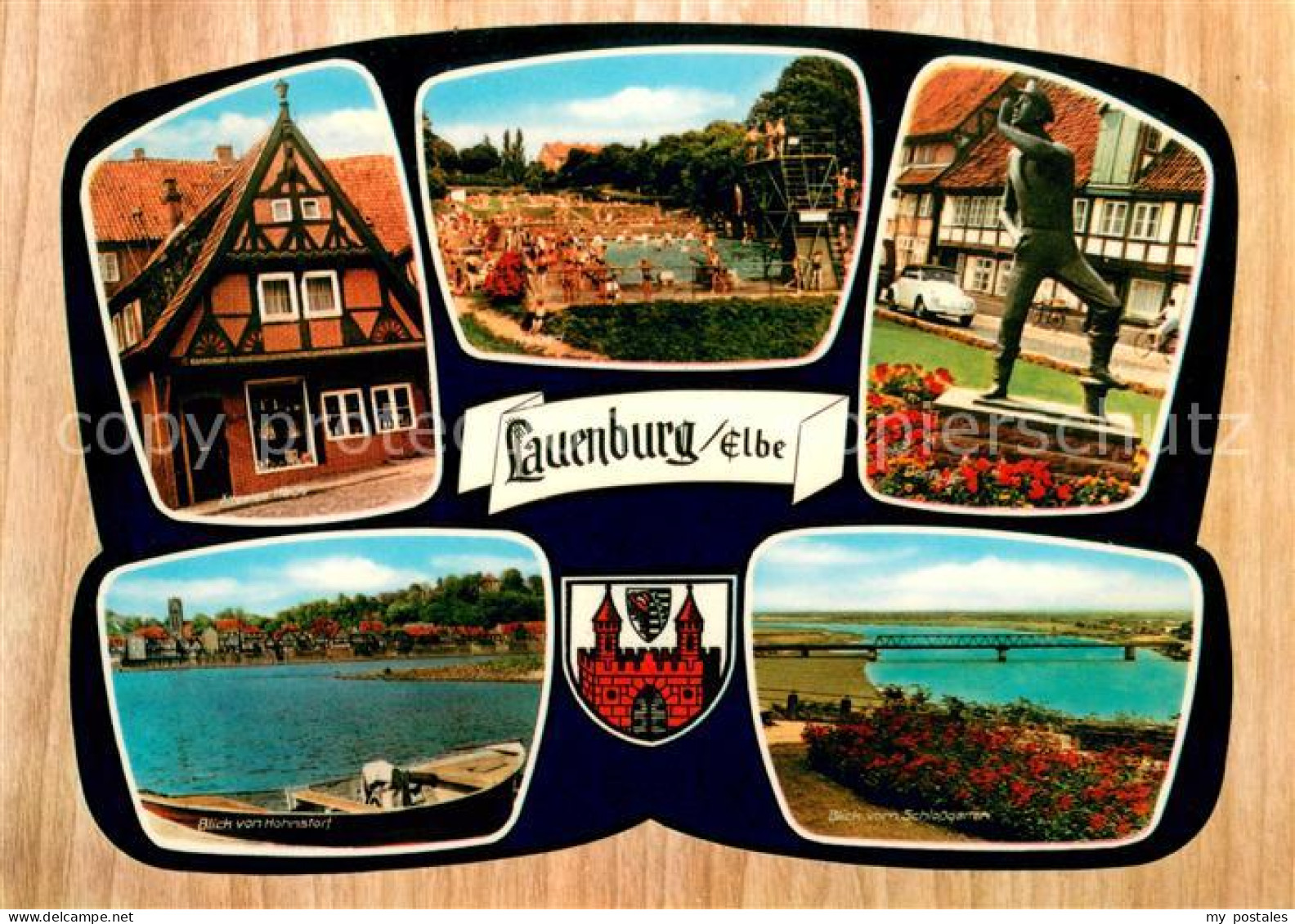 73615691 Lauenburg Elbe Aeltestes Haus Schwimmbad Rufer Elbepartie Blick Vom Sch - Lauenburg