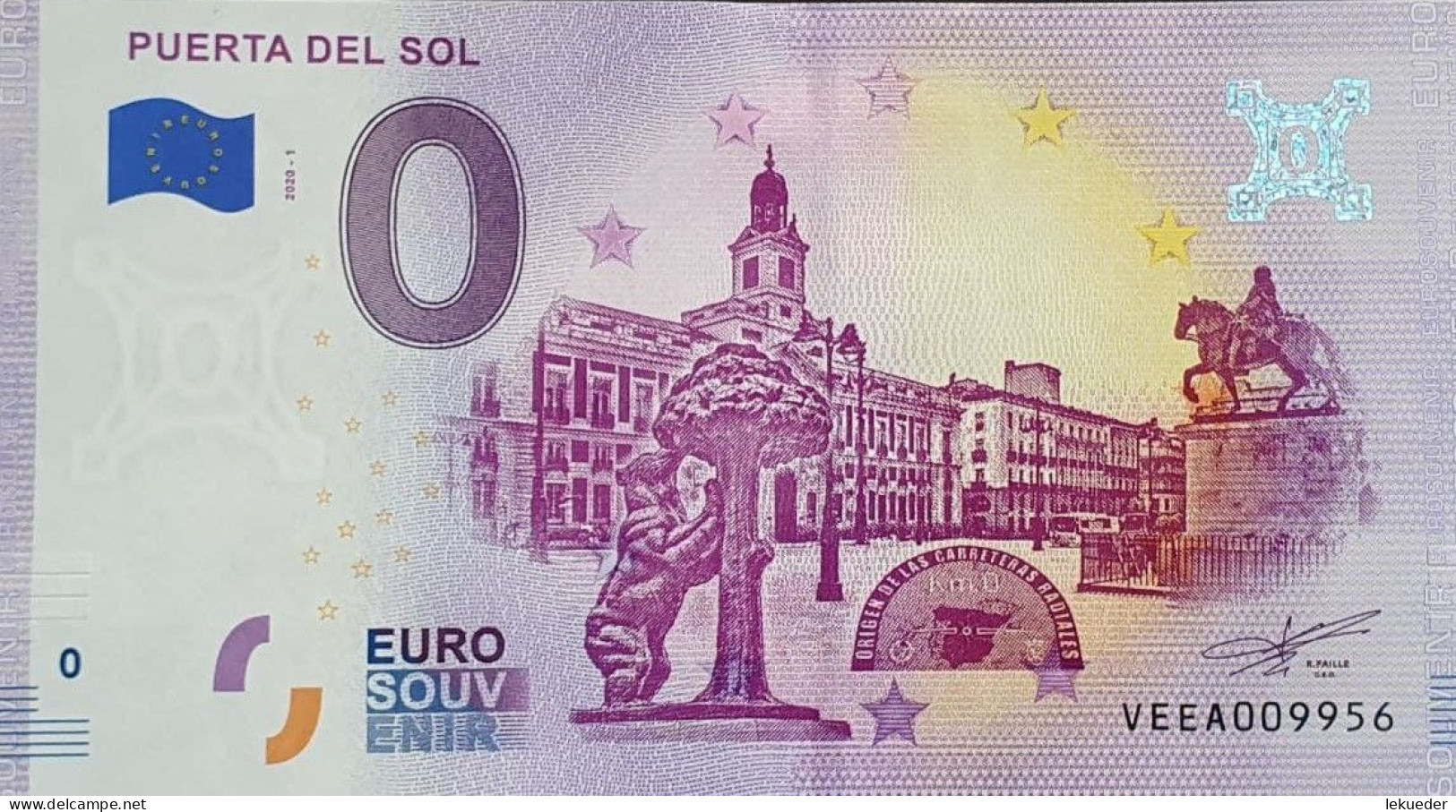 BILLETE 0 Euro Souvenir 0 € ESPAÑA: VEEA 2020-01 PUERTA DEL SOL (Madrid) - Autres & Non Classés